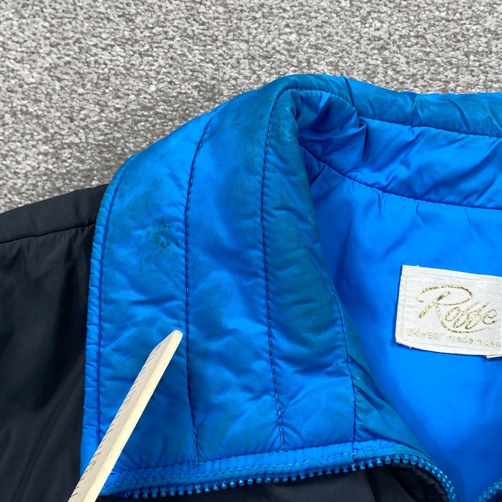 Roffe Ski Jacket Mens L Blue Black Western Yoke Puffer VTG Made in USA - Picture 4 of 8